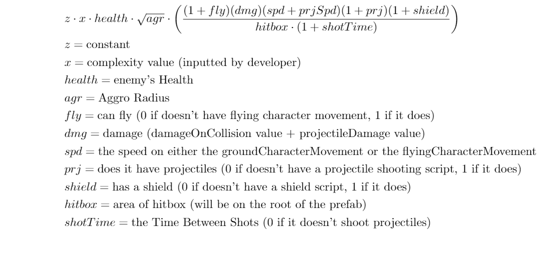 The enemy balancing equation, adapted from Alex Kisil's work on DREAMWILLOW.